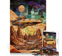 Puzzle de 1000 pièces Vaisseau Spatial au-Dessus d'une planète désertique pour Adolescents, Jeu de réflexion, Design Simple et Amusant, Cadeau mémorable 50x75cm