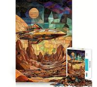 Puzzle de 1000 pièces Vaisseau Spatial au-Dessus d'une planète désertique pour Adolescents, Jeu de réflexion, Design Simple et Amusant, Cadeau mémorable 50x75cm