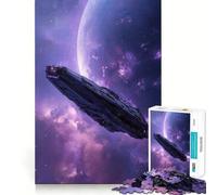 Puzzle de 1000 pièces Vaisseau Spatial dans Une nébuleuse Violette pour Adolescents, idéal pour renforcer la mémoire, déstresser et Offrir Un Cadeau de Noël aux Bords Lisses 50x75cm
