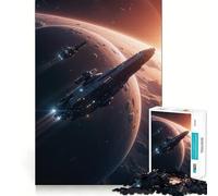 Puzzle de 1000 pièces Vaisseau Spatial en orbite pour Adolescents, Jeu de logique Robuste, Anti-Stress, Bords Transparents, Cadeau Classique 38x26cm
