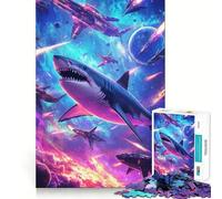 Puzzle de 1000 pièces Vaisseaux spatiaux et Requins pour Adultes Un Jeu Intelligent et Silencieux, aux découpes précises, Un Cadeau Original 50x75cm