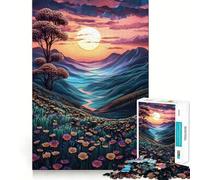 Puzzle de 1000 pièces Vallée de Montagne au Coucher du Soleil pour Adolescents, activité de réflexion à Faire à la Maison, Bords précis, Cadeau Festif 38x52cm