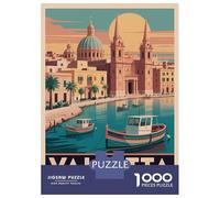 Puzzle De 1000 Pièces Valletta Malta Vintage Travel Puzzles pour Adultes Activités Familiales Stimule Le Cerveau Idéal comme Cadeau pour Toute La Famille 70x50cm/1000pcs