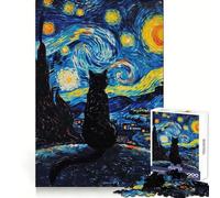 Puzzle de 1000 pièces Van Gogh Chat pour Adultes Stimule la mémoire Un Moment Bien investi Qualité supérieure Cadeau de Noël (38x26cm)