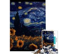 Puzzle de 1000 pièces Vangogh Tournesol pour Adolescents Activités ludiques à la Maison Jeu Anti-Stress Pratique Convient aux 14 Ans et Plus (50x75cm)