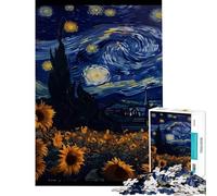 Puzzle de 1000 pièces Vangogh Tournesol pour Adolescents Stimule Le Cerveau Défi Difficile Jeu Relaxant pour Les 14 Ans et Plus (38x26cm)
