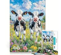 Puzzle de 1000 pièces « Veaux en Fleurs » Jeu de réflexion et de détente Cadeau Artistique de Noël (38x52cm)