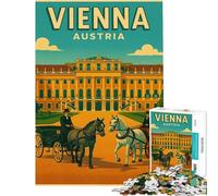Puzzle de 1000 pièces Vienne Autriche Affiche de Voyage Vintage Activités Amusantes à la Maison découpe de précision Jouet Anti-Stress Convient aux Personnes de 14 Ans et Plus (50x75cm)