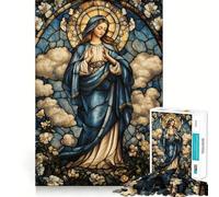 Puzzle de 1000 pièces Vierge Marie en vitrail pour Adolescents, idéal pour développer la mémoire, Jouer à l'intérieur, découpe Fine, Père Noël, Cadeau 50x75cm