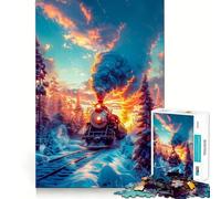 Puzzle de 1000 pièces Vieux Train sur Les Rails pour Adolescents Un Cadeau élégant et Relaxant aux découpes nettes (50x75cm)