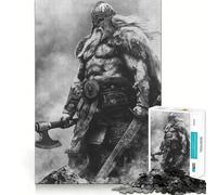 Puzzle de 1000 pièces Viking avec Hache et épée,Jeu de réflexion,découpe de Haute précision,défi Amusant pour Passer Le Temps (38x26cm)