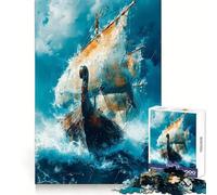 Puzzle de 1000 pièces Vikings Naviguant pour Adultes Concentration Mentale Détente Agréable Ajustement Parfait Surprise Festive (50x75cm)