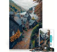 Puzzle de 1000 pièces Village de Pierre en Automne pour Adultes et Adolescents Amélioration de la mémoire Détente et légèreté Découpe Nette 50x75cm