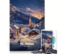 Puzzle de 1000 pièces Village d'hiver de St Anton, Autriche pour Adolescents Un défi cérébral Amusant à Partager, aux découpes nettes et Chaleureuses 38x26cm