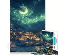 Puzzle de 1000 pièces Village enneigé de Nuit pour Adolescents, idéal pour stimuler la mémoire, se détendre et se Relaxer Découpe Lisse et élégante Cadeau (50x75cm)