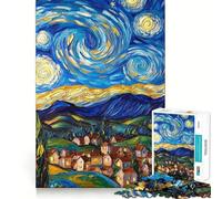 Puzzle de 1000 pièces Village étoilé pour Adultes Jeu Intelligent et Amusant d'intérieur Découpe Lisse Cadeau du Père Noël 50x75cm