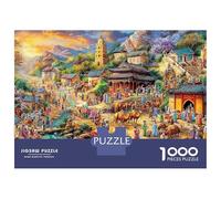 Puzzle de 1000 pièces « Village Fantastique sous Un Ciel d'aurores boréales » - Cité Antique Magique et Fantastique - Jeu éducatif pour Adultes - Haut Niveau de difficulté - 38 x 26 cm