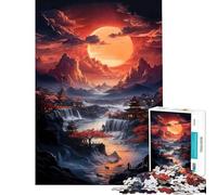 Puzzle de 1000 pièces Village Japonais avec Cascade Jeu Familial Stimulant l'intelligence Jouet addictif pour Les Jeux et Les Anniversaires (Dimensions 38x26cm)