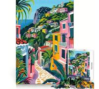 Puzzle de 1000 pièces Village méditerranéen,Capri,Italie pour Adolescents entraînement de la mémoire,Loisirs paisibles,découpe Impeccable,Un Joli Cadeau (50x75cm)
