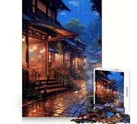 Puzzle de 1000 pièces Village Rain Street pour Adolescents Stratégie, Réflexion, Sérénité, Évasion, Découpe Nette, Réfléchir, Noël (38x52cm)