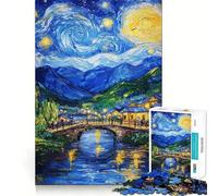 Puzzle de 1000 pièces Village sous la Nuit étoilée pour Adolescents, idéal pour développer la réflexion et Passer Un agréable Moment Finitions impeccables Cadeau attentionné 50x75cm