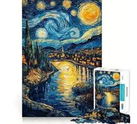 Puzzle de 1000 pièces Village sous Un Ciel étoilé pour Adolescents, Jeu de logique Robuste, Loisirs Amusants, Bords Nets, Objet de Collection 38x52cm