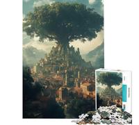 Puzzle de 1000 pièces Ville dans Un Arbre géant Jeu éducatif défi et Casse-tête pour Femmes et Hommes (50x75cm)