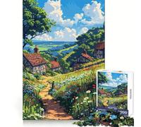 Puzzle de 1000 pièces « Ville de Conte de fées » en Pixel Art,Ajustement Parfait,Jeu de réflexion,Cadeau,Moment de détente,décoration Murale de Noël (38x26cm)