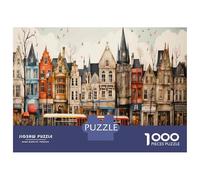 Puzzle De 1000 Pièces Vintage European Cityscape Puzzle pour Adolescents Course De Vitesse Manuelle Liste De Souhaits avec Le Père Noël Jouets Jeux Éducatifs 38x26cm/1000pcs