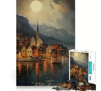 Puzzle de 1000 pièces Vintage Lake Village pour Adolescents, idéal pour stimuler l'esprit, Partager des Moments de complicité et Collectionner des œuvres d'art découpées avec précision 50x75cm