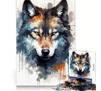 Puzzle de 1000 pièces Visage de Loup à l'aquarelle pour Adultes favorise la Concentration, développe la capacité de Concentration et Offre Un Assemblage Facile Surprise de Noël (50x75cm)