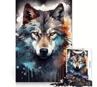 Puzzle de 1000 pièces Visage de Loup Aquarelle foncée pour Adolescents, entraînement Intelligent, Passe-Temps Confortable, découpe Impeccable, Surprise d'anniversaire (38x52cm)