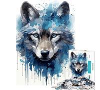 Puzzle de 1000 pièces Visage de louveteau à l'aquarelle Jeu éducatif captivant pour développer la Patience l'art et la logique (Dimensions 38x52cm)
