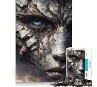 Puzzle de 1000 pièces Visage de Pierre aux veines dorées pour Adultes, idéal pour stimuler la mémoire et Partager des Moments de Joie en Famille, Motif à Assembler, Cadeau du Père Noël 38x26cm