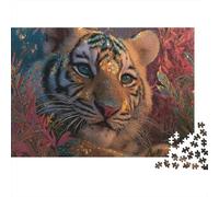 Puzzle de 1000 pièces « Visage de Tigre Lumineux » (Double Exposition) pour Adultes, Jeu éducatif, Belle décoration, défi Stimulant, Cadeau d'anniversaire (70 x 50 cm).