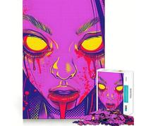 Puzzle de 1000 pièces Visage d'horreur néon pour Adolescents, Jouet de réflexion Intelligent, Loisirs faciles, découpe précise, Cadeau Incroyable (50x75cm)