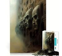 Puzzle de 1000 pièces Visages de Pierre en ruines pour Adolescents, Jeu cognitif, Plaisir Lent, Bords de qualité supérieure, Cadeau du Père Noël 50x75cm