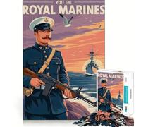 Puzzle de 1000 pièces Visitez l'affiche des Royal Marines Un Exercice Mental Amusant,aux découpes nettes et aux Composants Robustes,idéal pour se détendre confortablement à la Maison (38x52cm)