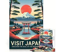 Puzzle de 1000 pièces Visitez Le Japon (50x75cm) pour Adultes Un Cadeau de Noël idéal pour stimuler la réflexion stratégique et se détendre