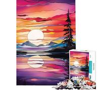 Puzzle de 1000 pièces Vitrail Alaska Jeu Difficile et Stimulant à partir de 14 Ans 50x75cm