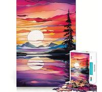 Puzzle de 1000 pièces Vitrail Alaska pour Adultes, Jeu Intelligent Anti-Stress, Motif à Assembler, Surprise de Noël 38x52cm
