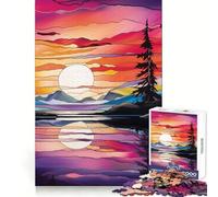 Puzzle de 1000 pièces Vitrail Alaska pour Adultes, Jeu Intelligent Anti-Stress, Motif à Assembler, Surprise de Noël 38x52cm