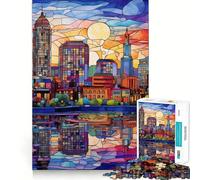 Puzzle de 1000 pièces Vitrail Boston pour Adolescents, idéal pour développer la réflexion et Passer Un agréable Moment Finitions impeccables Cadeau attentionné 50x75cm