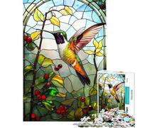 Puzzle de 1000 pièces Vitrail Colibri Activités Amusantes à la Maison Défi Difficile Jouets Anti-Stress pour Les 14 Ans et Plus (38x52cm)