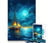 Puzzle de 1000 pièces Voilier au Clair de Lune pour Adolescents Un Jeu d'entraînement cérébral, de détente et d'art à Assembler, Un Cadeau Unique (38x26cm)