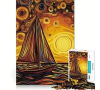 Puzzle de 1000 pièces Voilier au Coucher du Soleil Nuageux pour Adultes, idéal pour se détendre et développer Ses capacités intellectuelles Collection d'œuvres d'art aux Bords précis (38x52cm)
