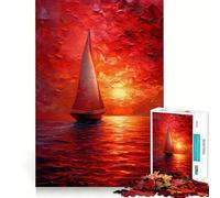 Puzzle de 1000 pièces Voilier au Coucher du Soleil pour Adolescents améliore la mémoire, se détend, Bords précis, Cadeau élégant (38x52cm)
