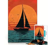 Puzzle de 1000 pièces Voilier au Coucher du Soleil pour Adolescents, Jeu de logique et de réflexion, Passe-Temps Calme, Bords Lisses, Cadeau de qualité supérieure (50x75cm)