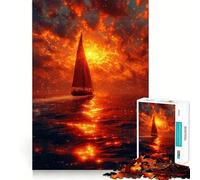 Puzzle de 1000 pièces Voilier au Coucher du Soleil pour Adolescents, Jeu de logique et de réflexion, Passe-Temps Calme, Bords Lisses, Cadeau de qualité supérieure (38x26cm)