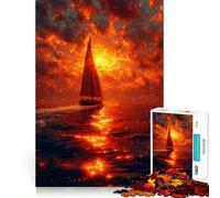Puzzle de 1000 pièces Voilier au Coucher du Soleil pour Adolescents, Jeu de réflexion, Anti-Stress, découpe de qualité supérieure, Cadeau raffiné (50x75cm)